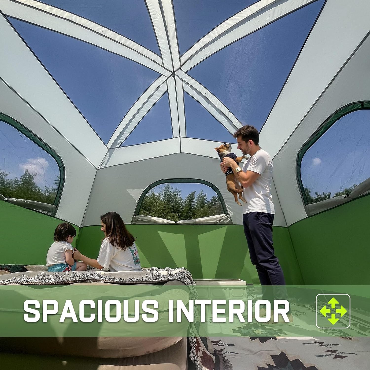 Happy Travel Tent 6 Person Tents for Camping, Waterproof Easy Setup Camping Tent with Rainfly, Portable Large Family Cabin Tent with 5 Large Mesh Windows and Carry Bag for Outdoor Camping & Hiking - Image 3