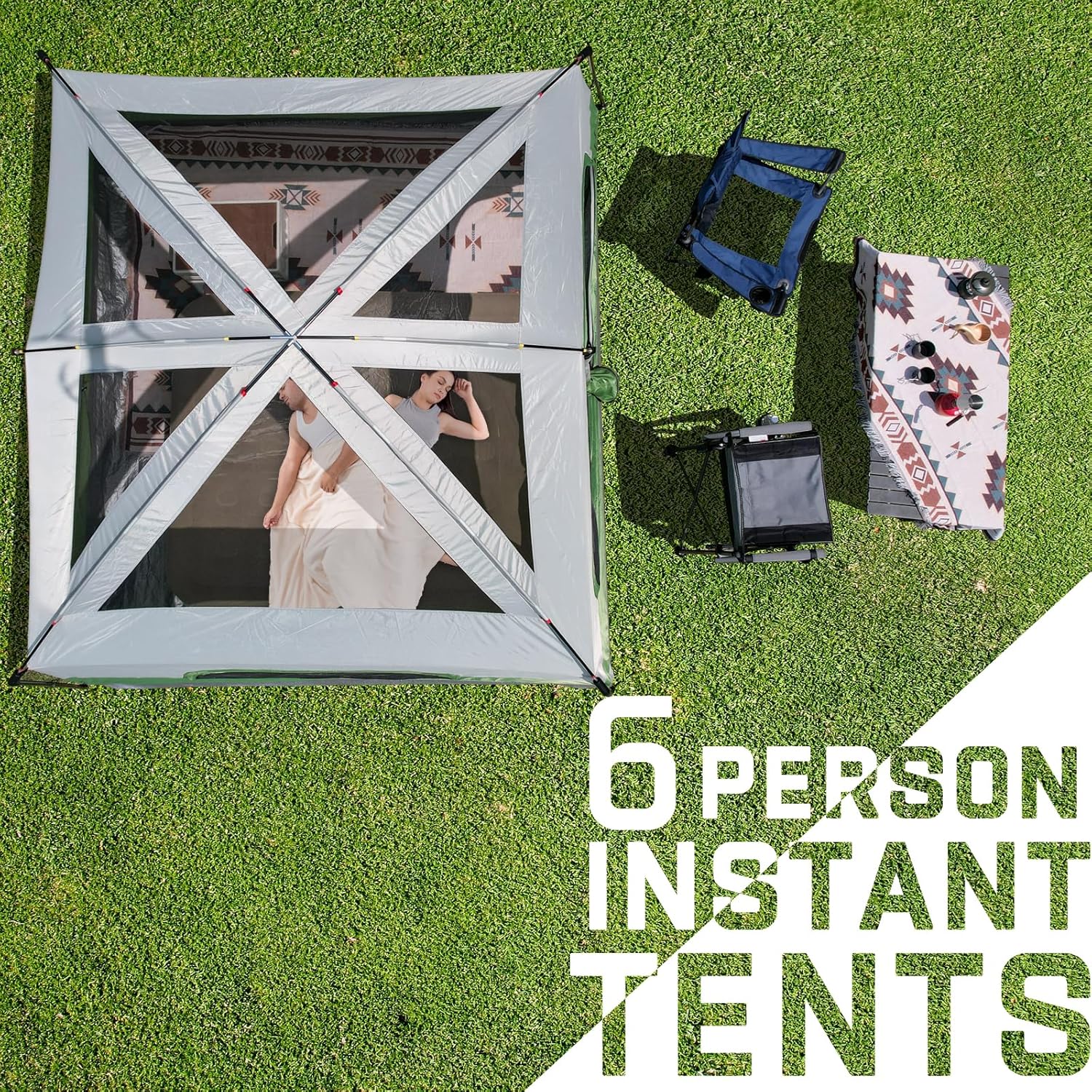Happy Travel Tent 6 Person Tents for Camping, Waterproof Easy Setup Camping Tent with Rainfly, Portable Large Family Cabin Tent with 5 Large Mesh Windows and Carry Bag for Outdoor Camping & Hiking - Image 7